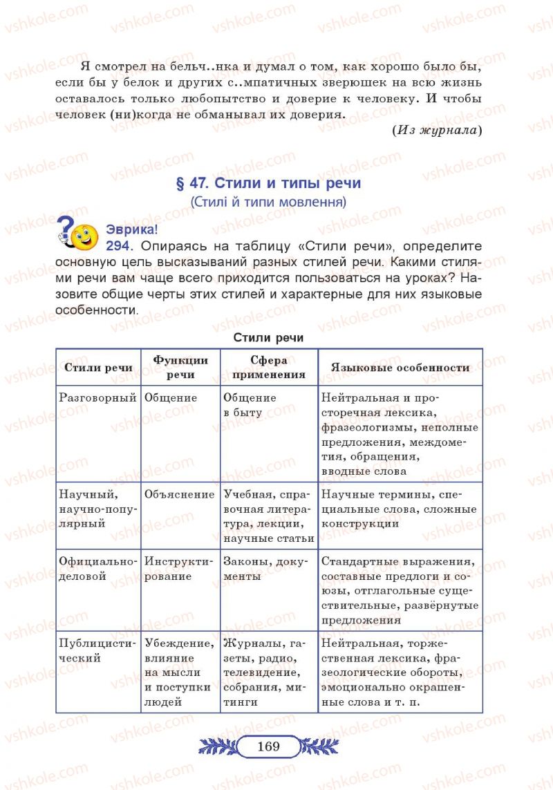 Страница 169 | Підручник Русский язык 7 клас М.В. Коновалова 2014