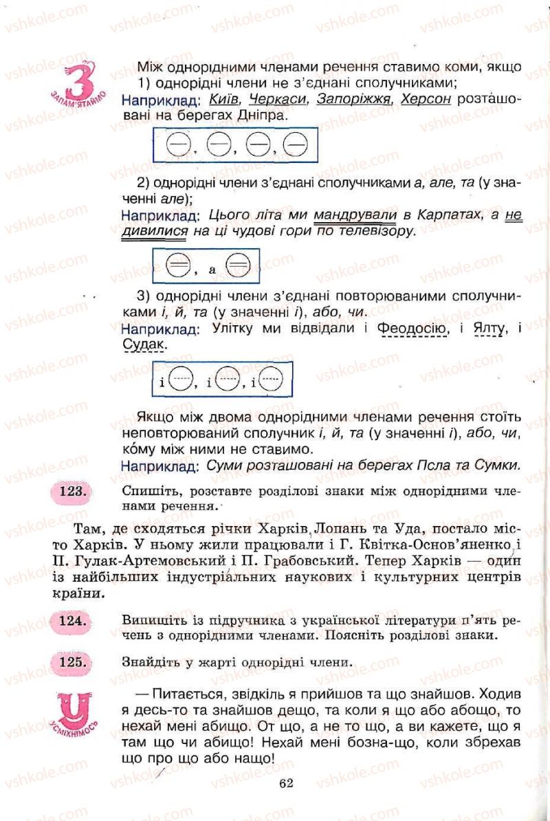 Страница 62 | Підручник Українська мова 5 клас С.Я. Єрмоленко, В.Т. Сичова 2005