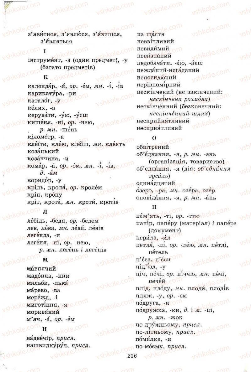 Страница 216 | Підручник Українська мова 5 клас С.Я. Єрмоленко, В.Т. Сичова 2005