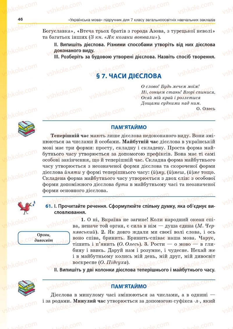 Страница 46 | Підручник Українська мова 7 клас Д.А. Кобцев 2015
