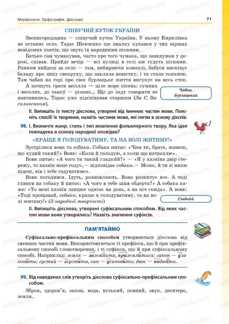Страница 71 | Підручник Українська мова 7 клас Д.А. Кобцев 2015