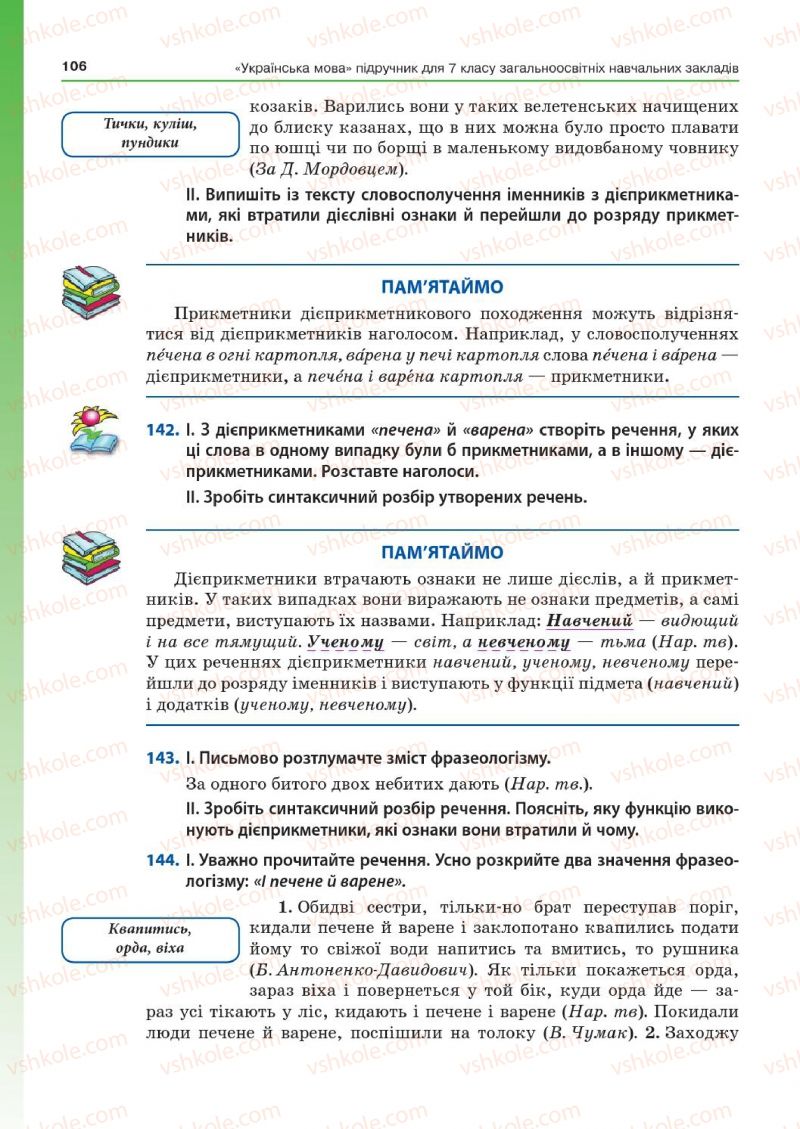 Страница 106 | Підручник Українська мова 7 клас Д.А. Кобцев 2015