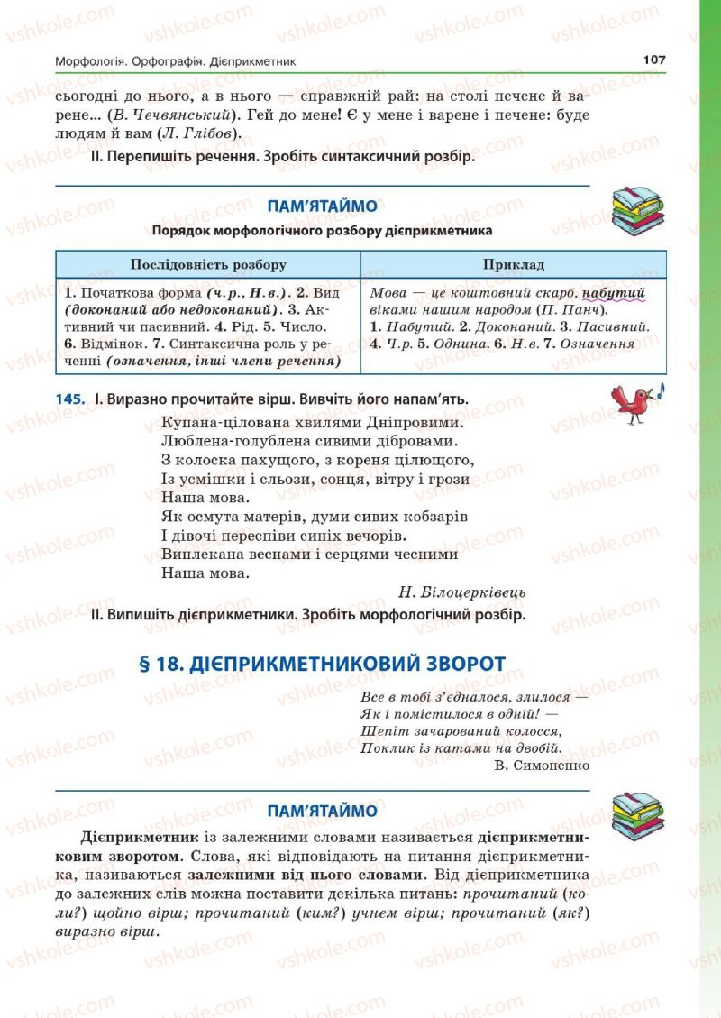 Страница 107 | Підручник Українська мова 7 клас Д.А. Кобцев 2015