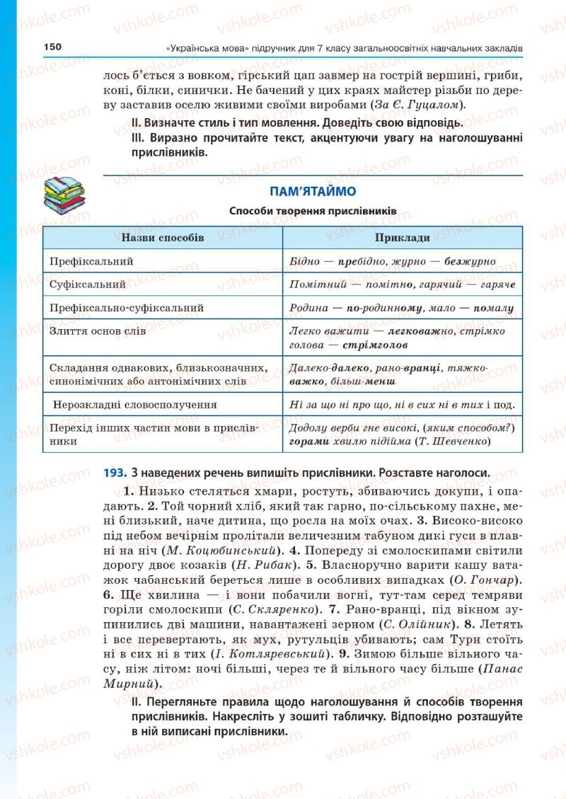 Страница 150 | Підручник Українська мова 7 клас Д.А. Кобцев 2015