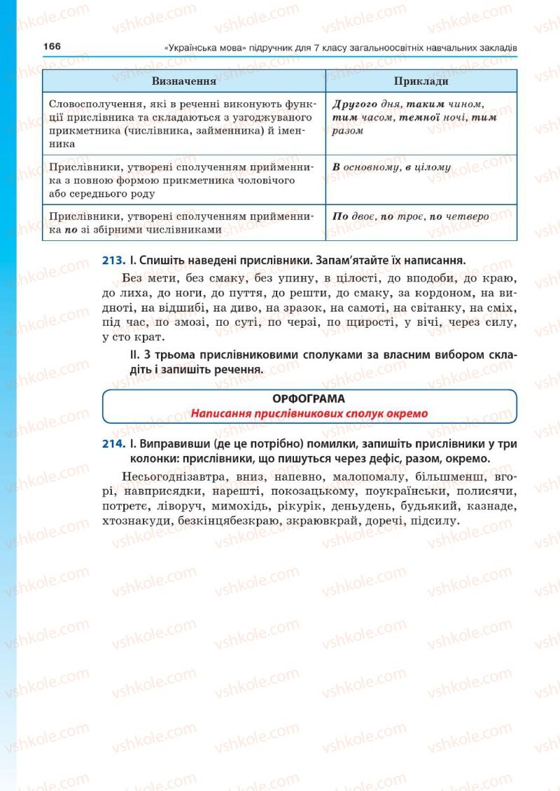 Страница 166 | Підручник Українська мова 7 клас Д.А. Кобцев 2015