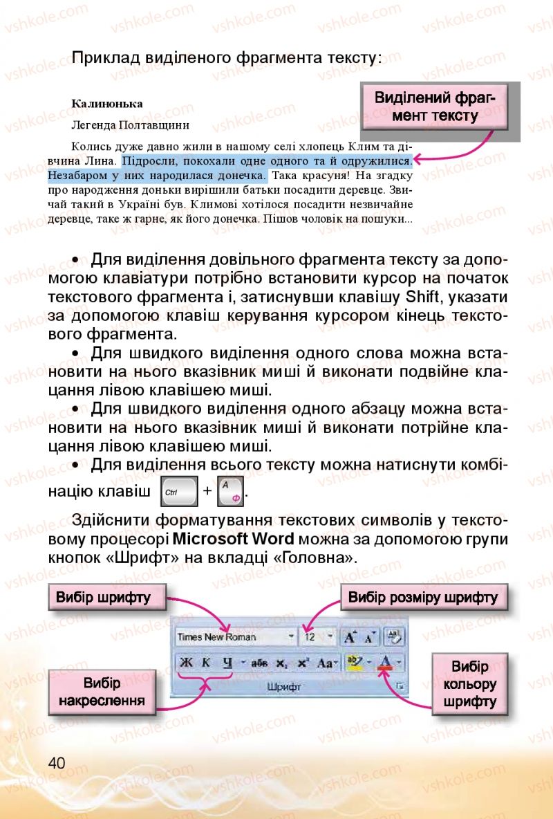 Страница 40 | Підручник Інформатика 4 клас О.В. Коршунова 2015