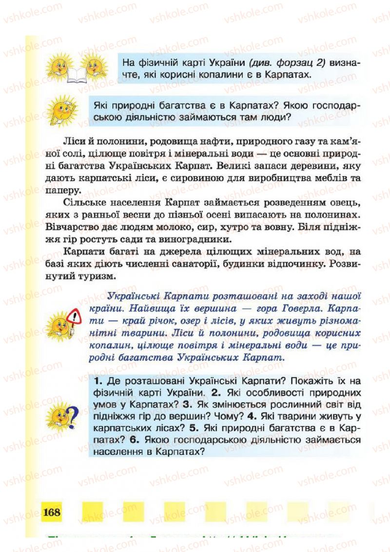 Страница 168 | Підручник Природознавство 4 клас І.І. Жаркова, Л.А. Мечник 2015