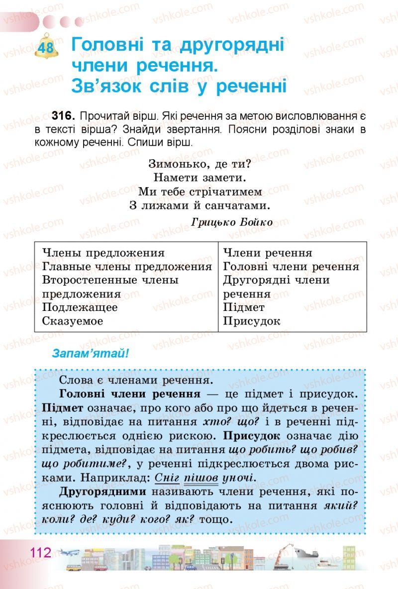 Страница 112 | Підручник Українська мова 3 клас Н.В. Гавриш, Т.С. Маркотенко 2014