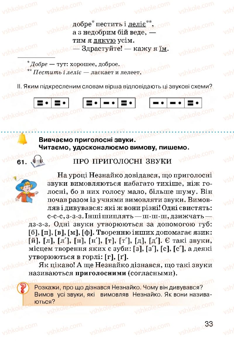 Страница 33 | Підручник Українська мова 3 клас О.Н. Хорошковська, Г.І. Охота, Н.І. Яновицька 2013