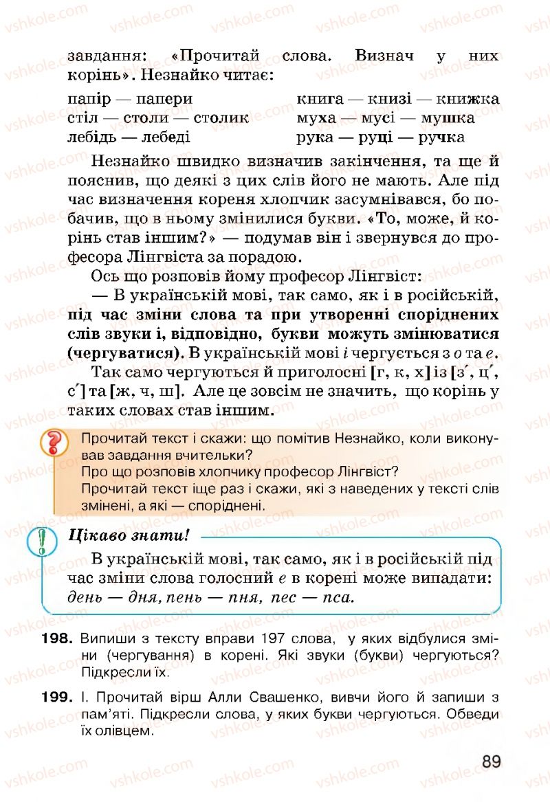 Страница 89 | Підручник Українська мова 3 клас О.Н. Хорошковська, Г.І. Охота, Н.І. Яновицька 2013