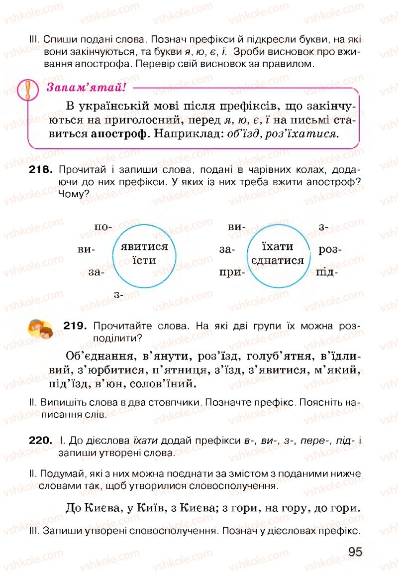 Страница 95 | Підручник Українська мова 3 клас О.Н. Хорошковська, Г.І. Охота, Н.І. Яновицька 2013