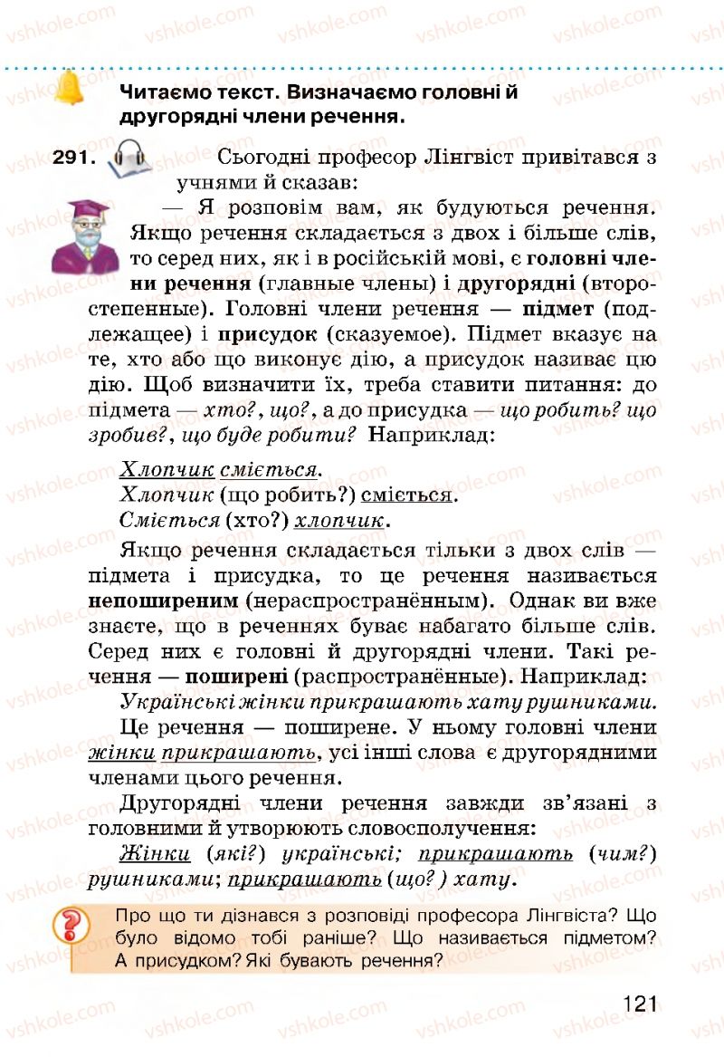 Страница 121 | Підручник Українська мова 3 клас О.Н. Хорошковська, Г.І. Охота, Н.І. Яновицька 2013
