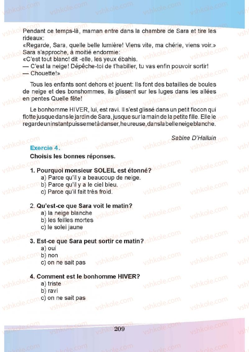 Страница 209 | Підручник Французька мова 5 клас Н.П. Чумак, Т.В. Кривошеєва 2013 1 рік навчання