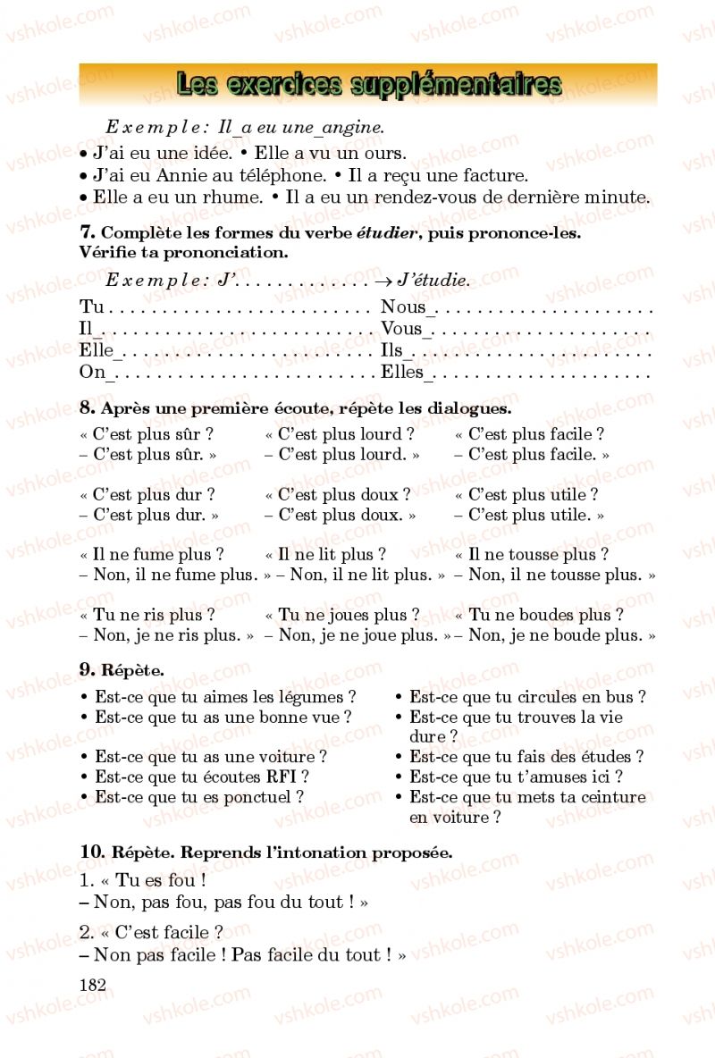 Страница 182 | Підручник Французька мова 5 клас Ю.М. Клименко 2013 5 рік навчання