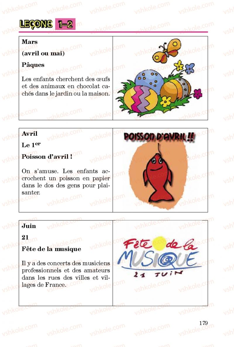 Страница 179 | Підручник Французька мова 5 клас Ю.М. Клименко 2013