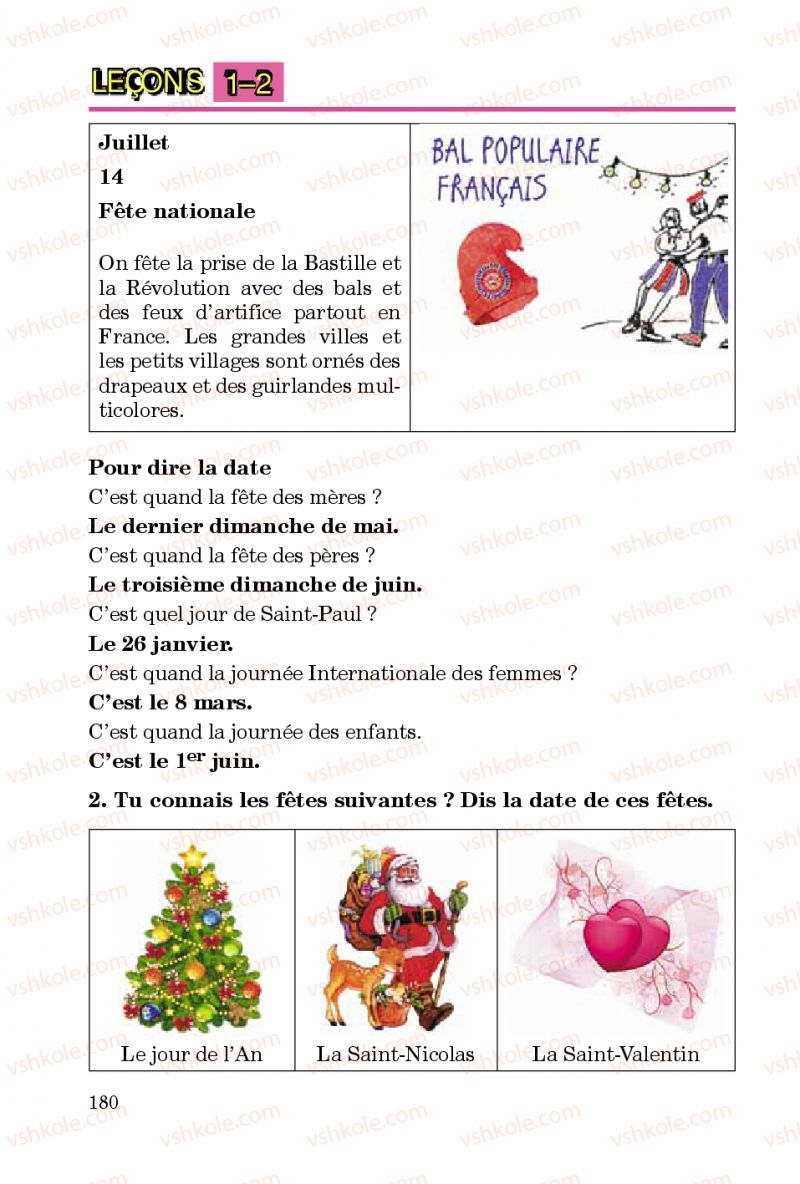 Страница 180 | Підручник Французька мова 5 клас Ю.М. Клименко 2013