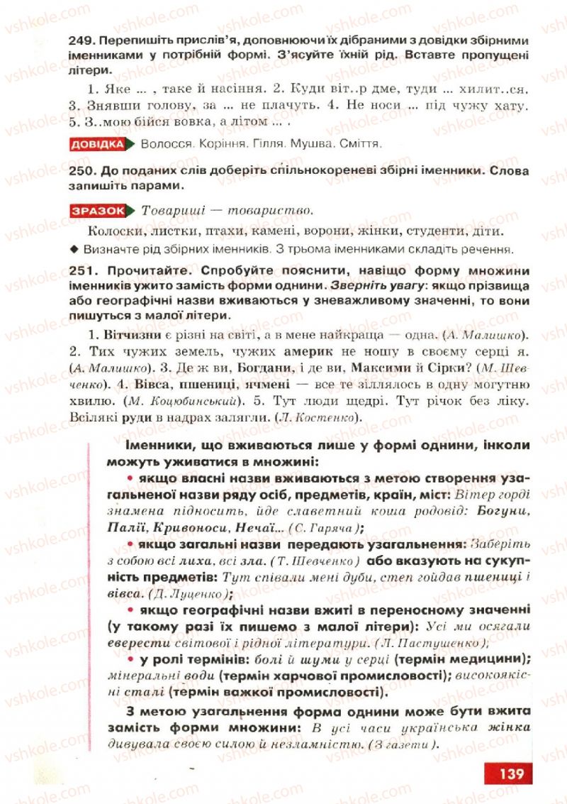 Страница 139 | Підручник Українська мова 6 клас О.П. Глазова, Ю.Б. Кузнецов 2006