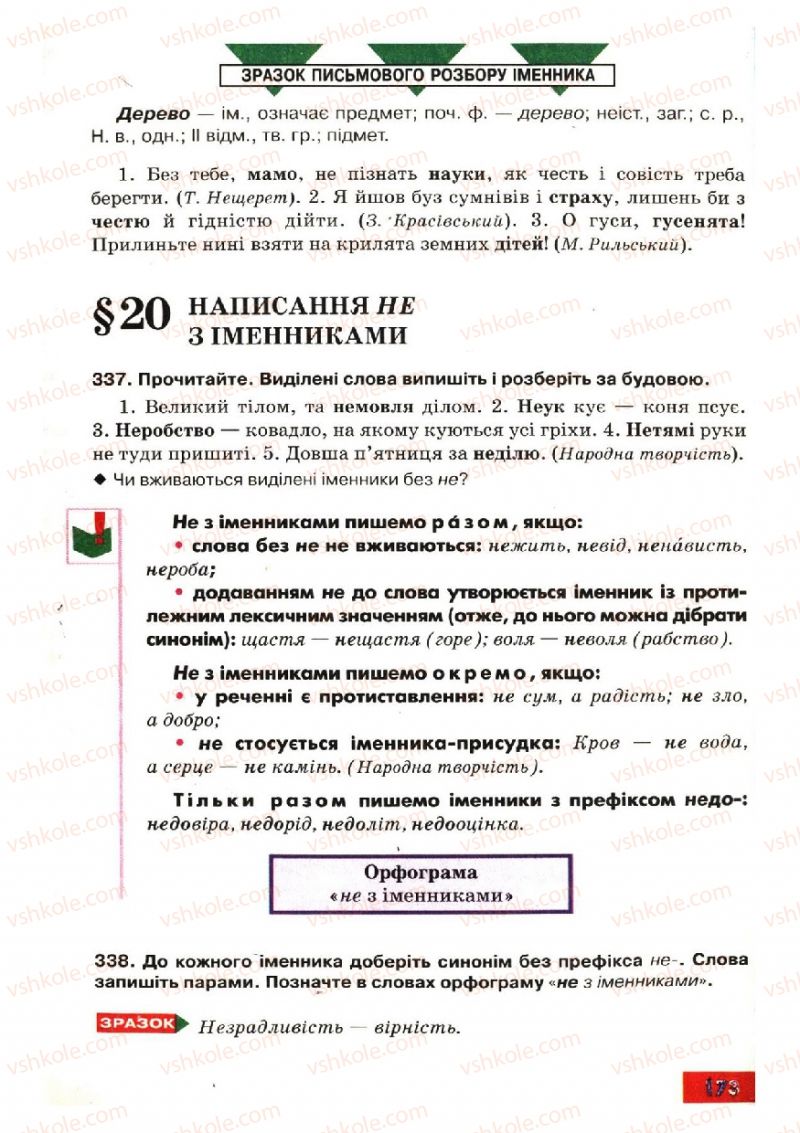 Страница 173 | Підручник Українська мова 6 клас О.П. Глазова, Ю.Б. Кузнецов 2006