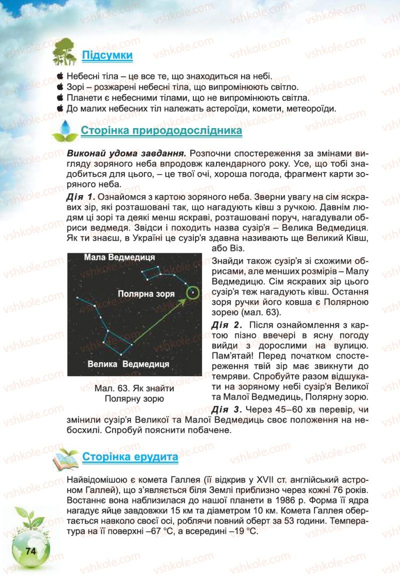 Страница 74 | Підручник Природознавство 5 клас Т.В. Коршевнюк, В.І. Баштовий 2013