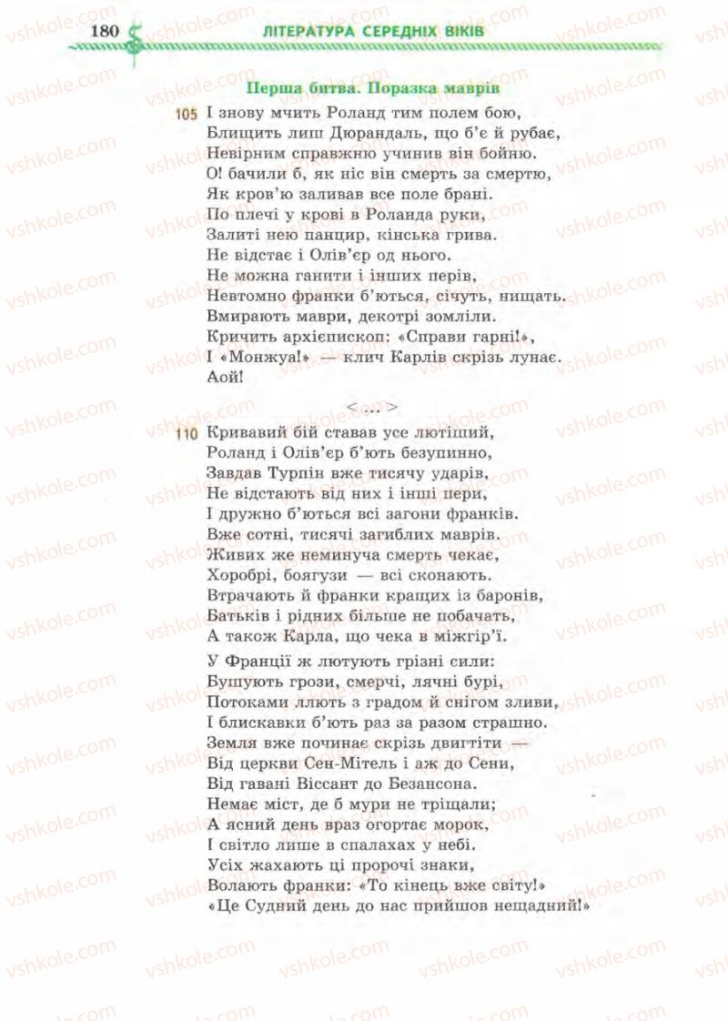 Страница 180 | Підручник Зарубіжна література 8 клас О.М. Ніколенко, І.Л. Столій 2008