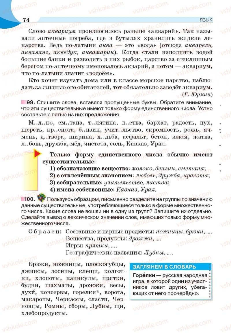 Страница 74 | Підручник Русский язык 6 клас Е.И. Быкова, Л.В. Давидюк, Е.С. Снитко, Е.Ф. Рачко 2014