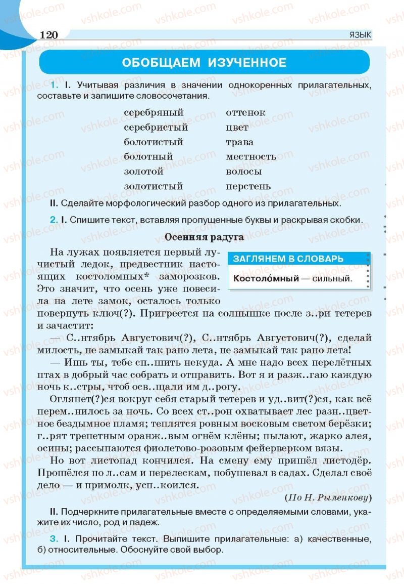 Страница 120 | Підручник Русский язык 6 клас Е.И. Быкова, Л.В. Давидюк, Е.С. Снитко, Е.Ф. Рачко 2014
