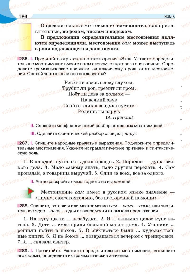 Страница 186 | Підручник Русский язык 6 клас Е.И. Быкова, Л.В. Давидюк, Е.С. Снитко, Е.Ф. Рачко 2014