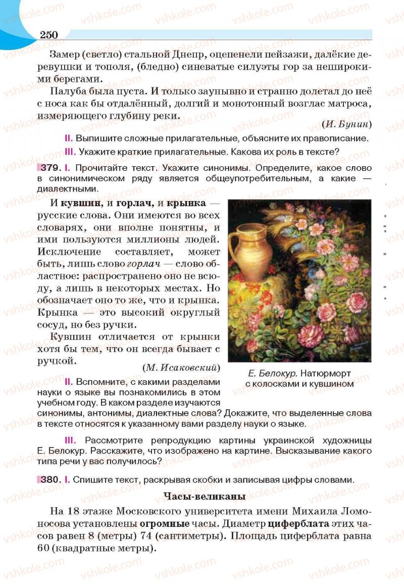 Страница 250 | Підручник Русский язык 6 клас Е.И. Быкова, Л.В. Давидюк, Е.С. Снитко, Е.Ф. Рачко 2014