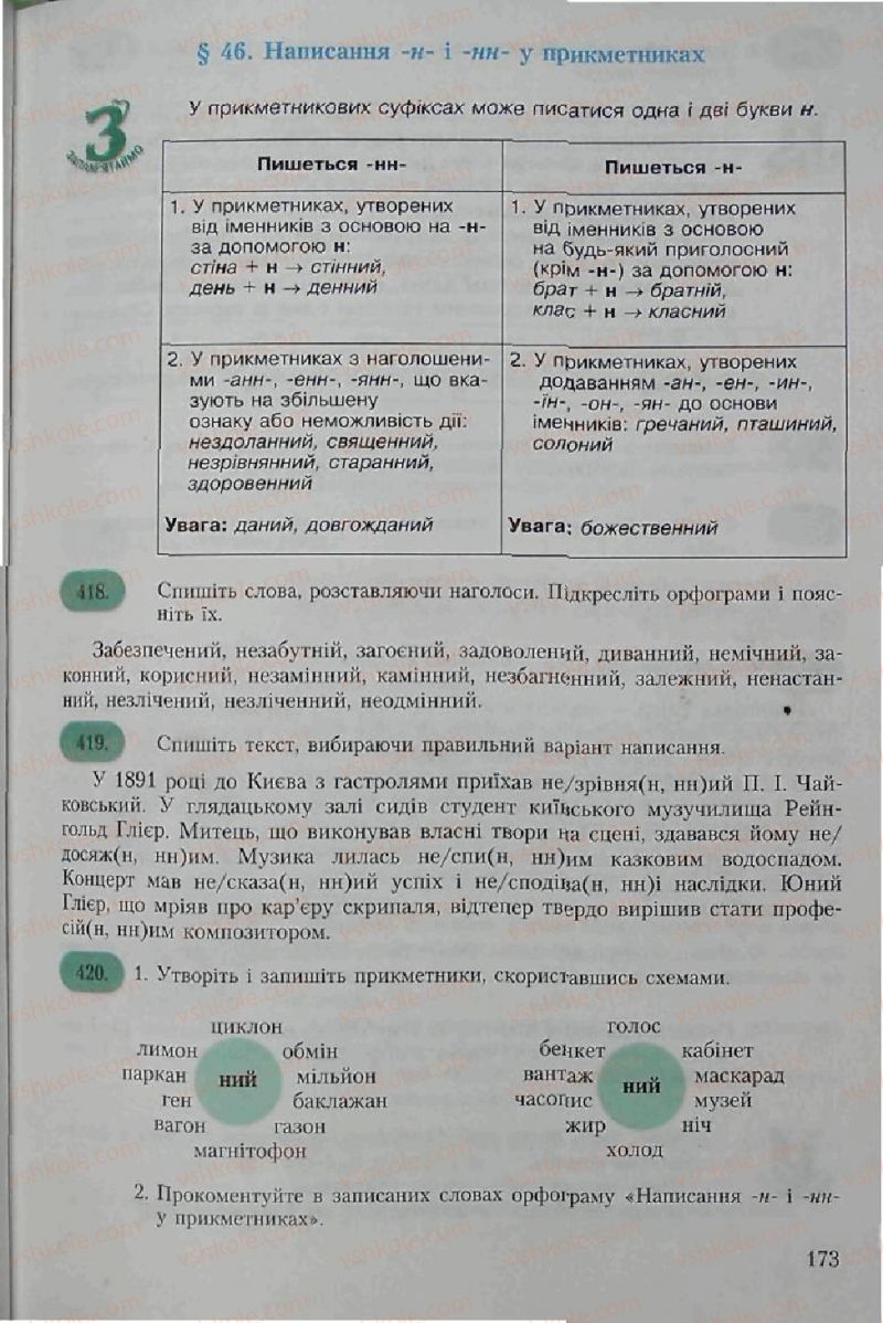Страница 173 | Підручник Українська мова 6 клас С.Я. Єрмоленко, В.Т. Сичова 2006