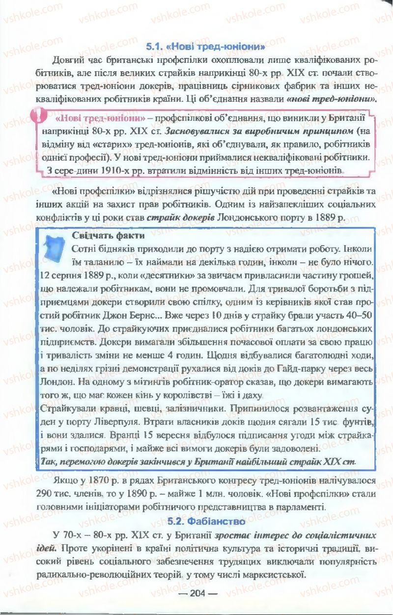 Страница 204 | Підручник Всесвітня історія 9 клас Я.М. Бердичевський, І.Я. Щупак, Л.В. Морозова 2009