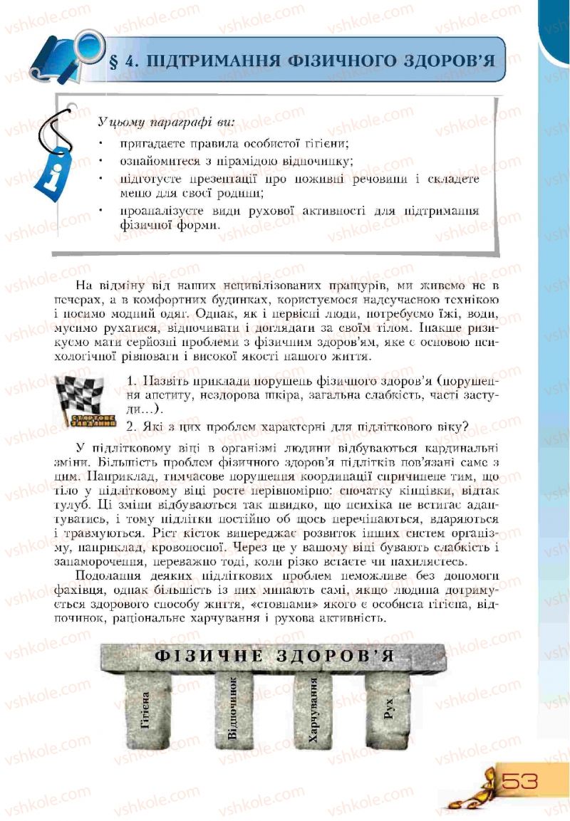 Страница 53 | Підручник Основи здоров'я 9 клас Т.В. Воронцова, В.С. Пономаренко 2009