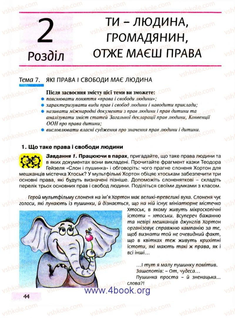 Страница 44 | Підручник Правознавство 9 клас О.I. Пометун, Т.О. Ремех 2009