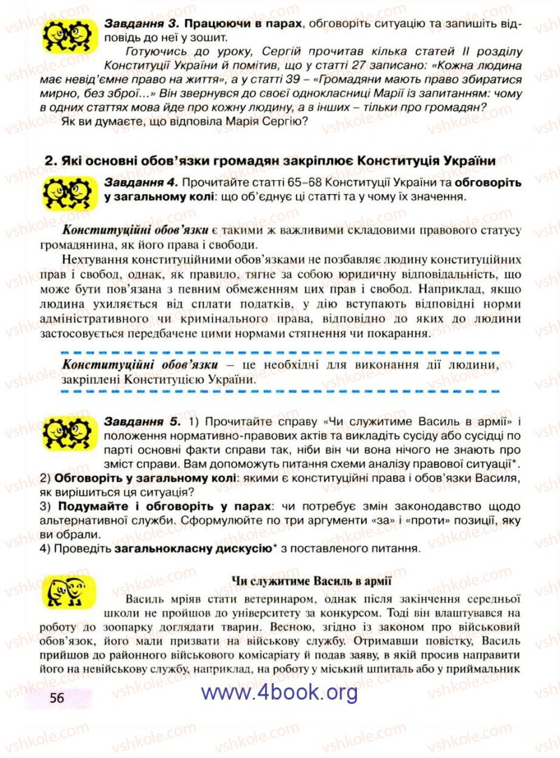 Страница 56 | Підручник Правознавство 9 клас О.I. Пометун, Т.О. Ремех 2009