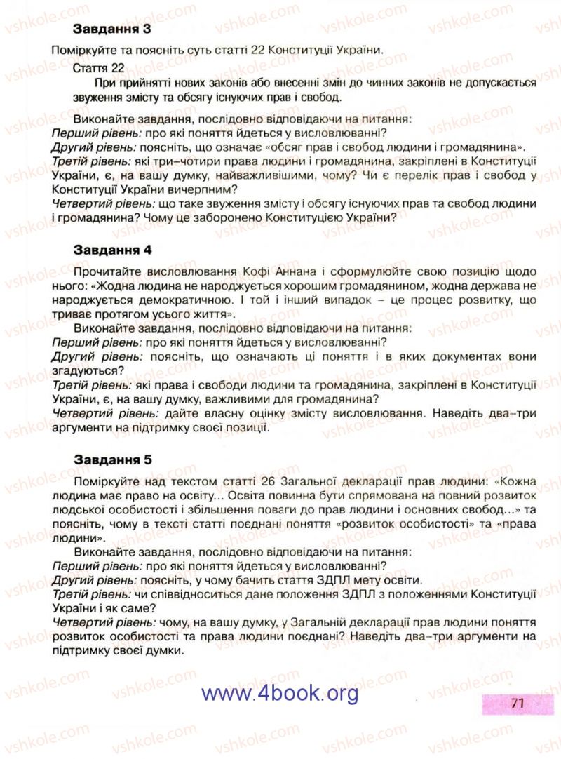 Страница 71 | Підручник Правознавство 9 клас О.I. Пометун, Т.О. Ремех 2009