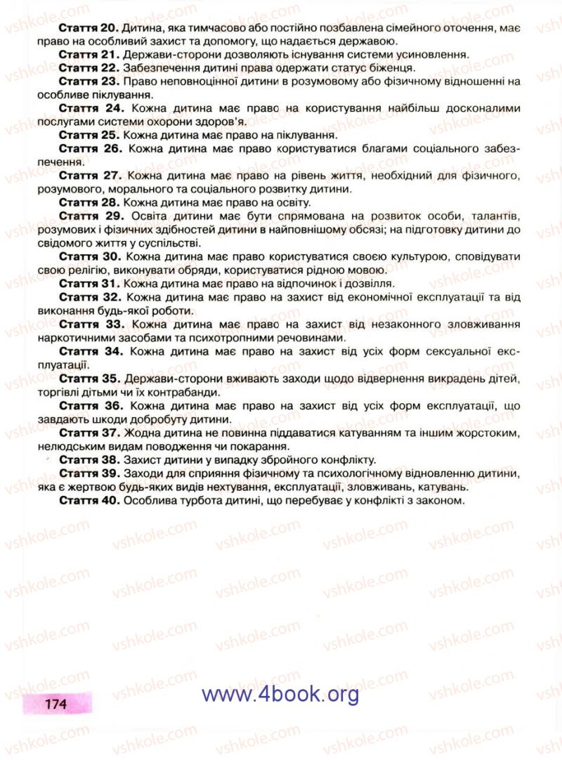 Страница 174 | Підручник Правознавство 9 клас О.I. Пометун, Т.О. Ремех 2009