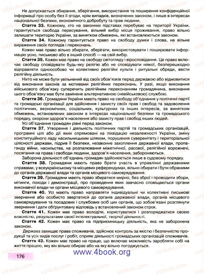 Страница 176 | Підручник Правознавство 9 клас О.I. Пометун, Т.О. Ремех 2009