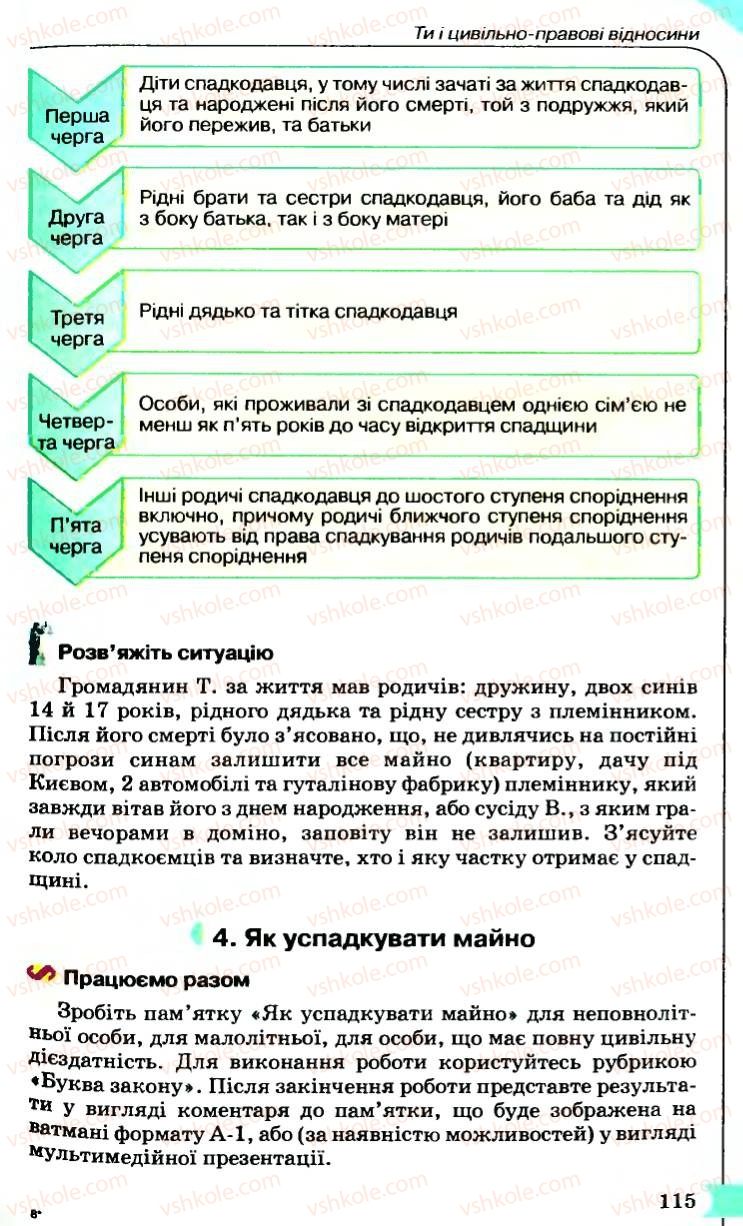 Страница 115 | Підручник Правознавство 9 клас B.Л. Сутковий, Т.М. Філіпенко 2009