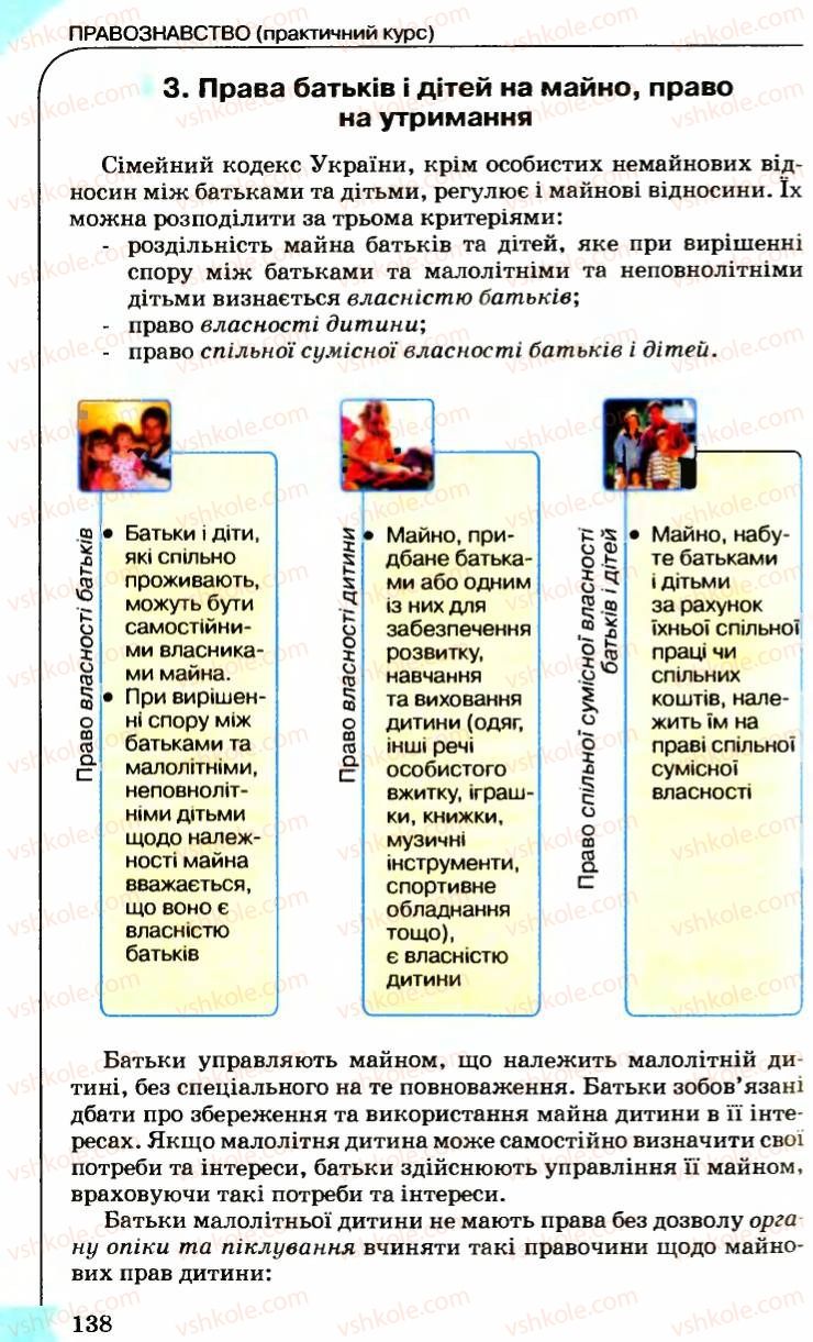 Страница 138 | Підручник Правознавство 9 клас B.Л. Сутковий, Т.М. Філіпенко 2009