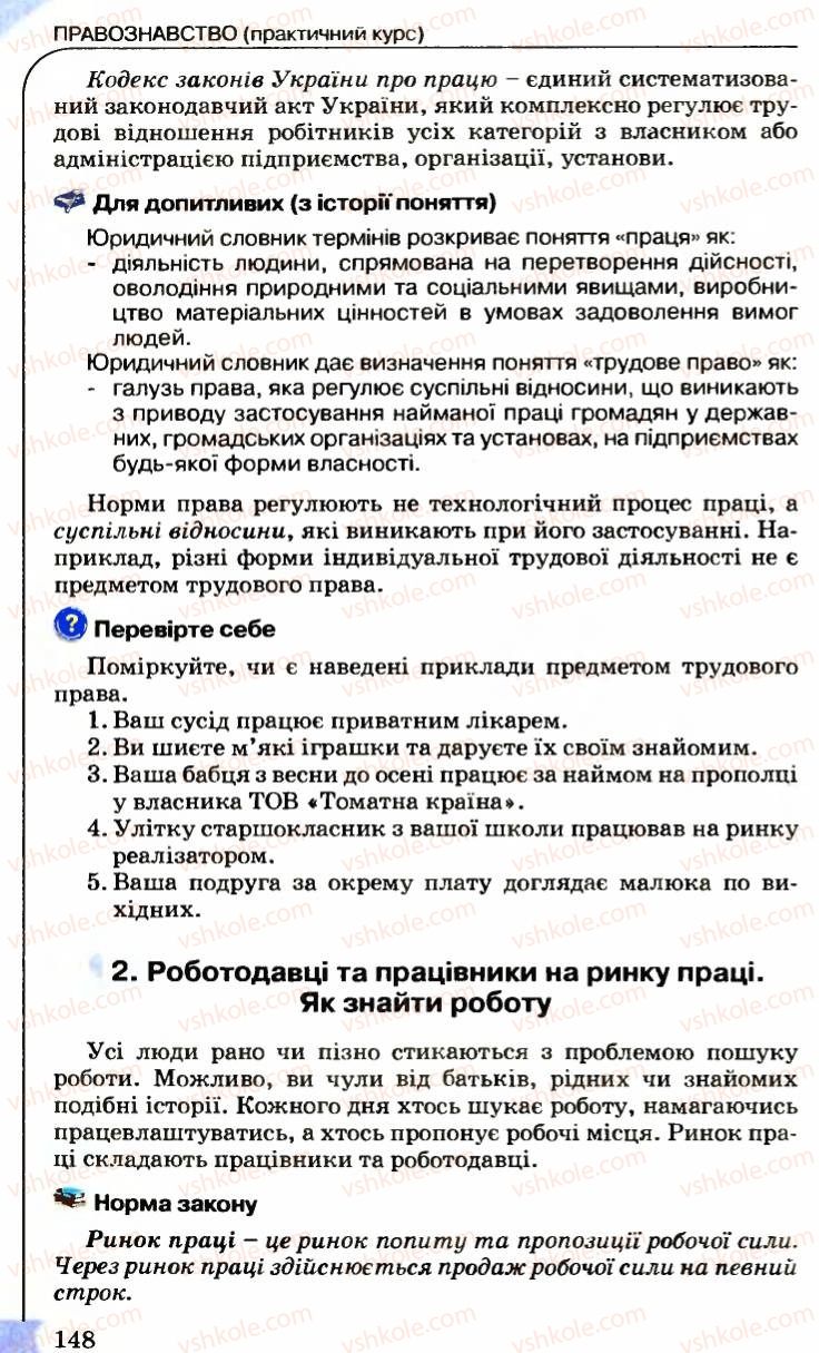 Страница 148 | Підручник Правознавство 9 клас B.Л. Сутковий, Т.М. Філіпенко 2009