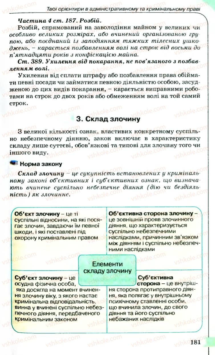 Страница 181 | Підручник Правознавство 9 клас B.Л. Сутковий, Т.М. Філіпенко 2009