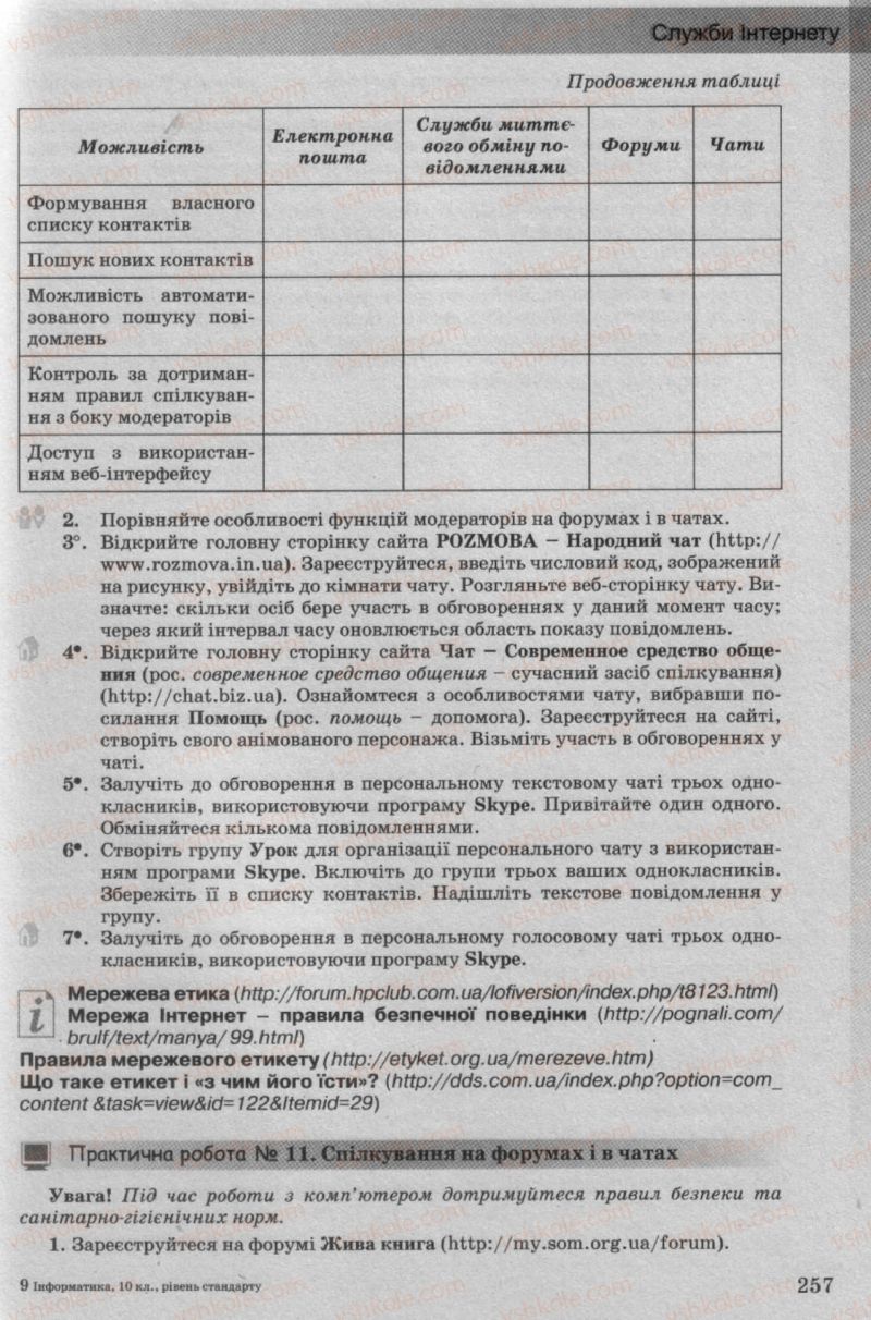 Страница 257 | Підручник Інформатика 10 клас Й.Я. Ривкінд, Т.І. Лисенко, Л.А. Чернікова, В.В. Шакотько 2010 Рівень стандарту