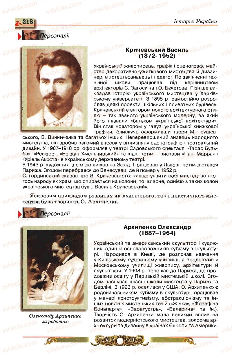 Страница 218 | Підручник Історія України 10 клас О.П. Реєнт, О.В. Малій 2010