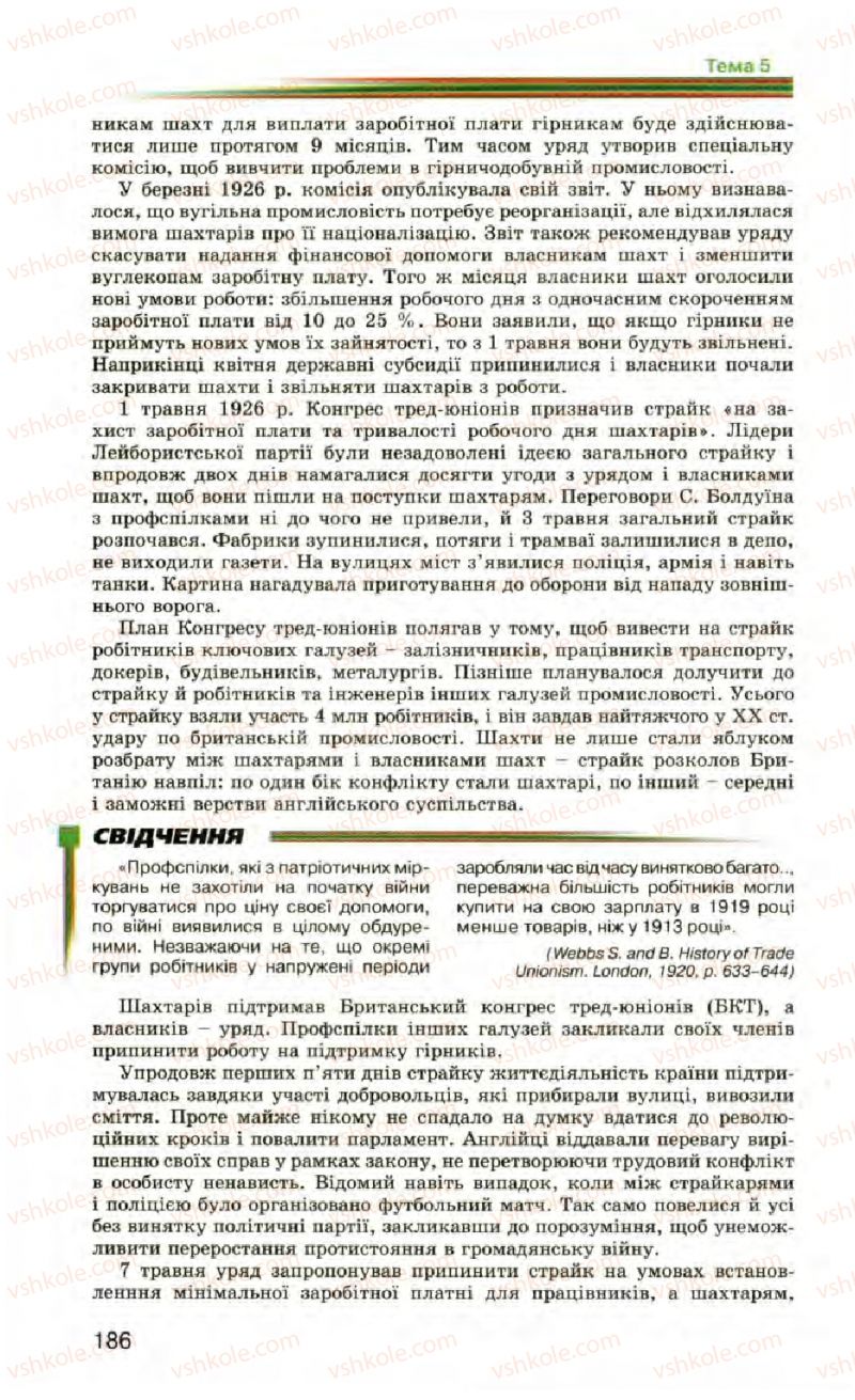 Страница 186 | Підручник Всесвітня історія 10 клас П.Б. Полянський 2010 Стандарт, академічний рівень