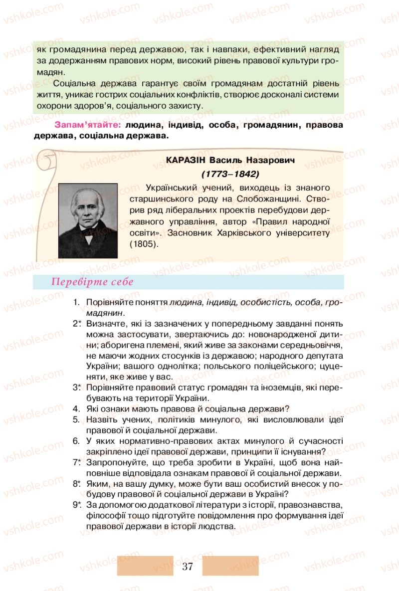 Страница 37 | Підручник Правознавство 10 клас О.Д. Наровлянський 2010 Стандарт, академічний рівень