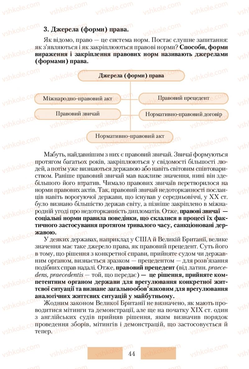 Страница 44 | Підручник Правознавство 10 клас О.Д. Наровлянський 2010 Стандарт, академічний рівень