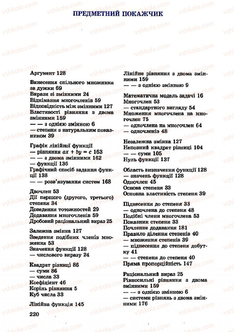 Страница 220 | Підручник Алгебра 7 клас О.С. Істер 2007