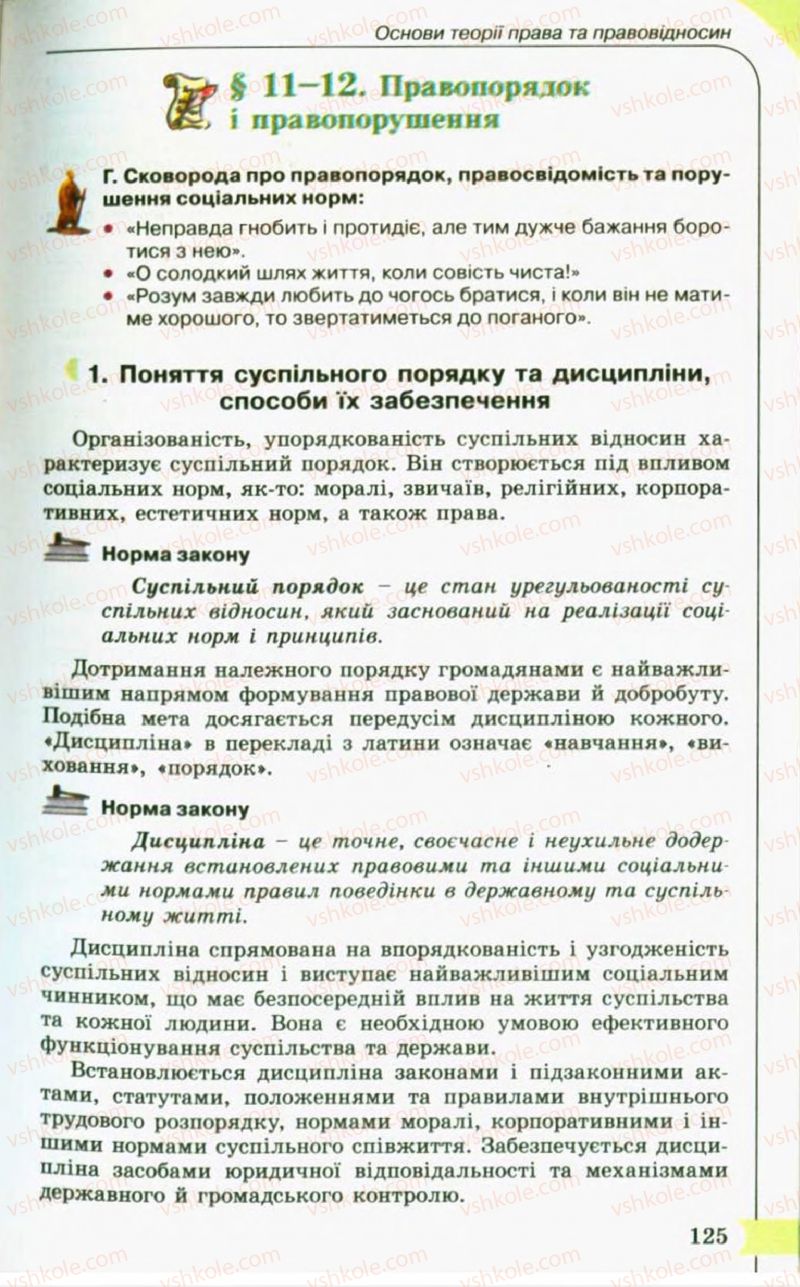 Страница 125 | Підручник Правознавство 10 клас С.Б. Гавриш, B.Л. Сутковий, Т.М. Філіпенко 2010