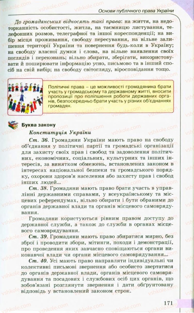 Страница 171 | Підручник Правознавство 10 клас С.Б. Гавриш, B.Л. Сутковий, Т.М. Філіпенко 2010