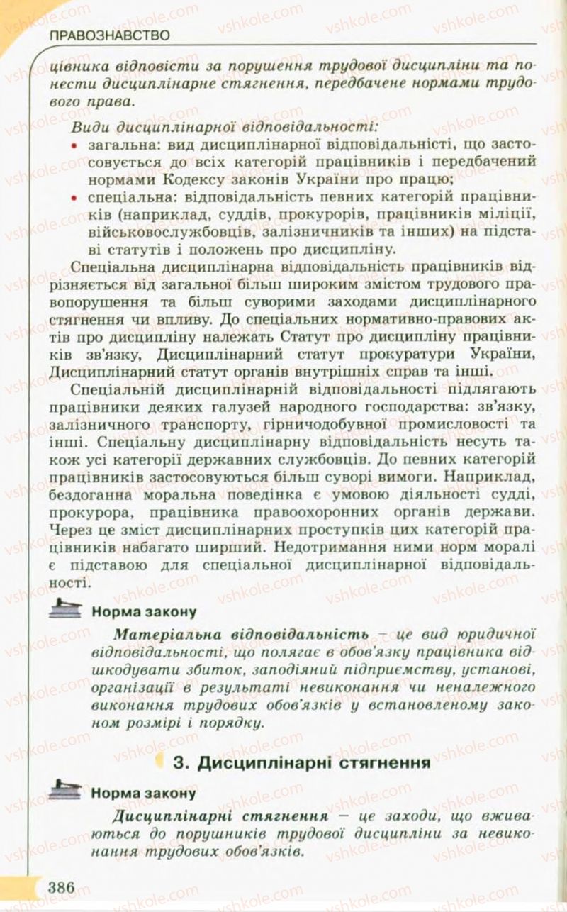 Страница 386 | Підручник Правознавство 10 клас С.Б. Гавриш, B.Л. Сутковий, Т.М. Філіпенко 2010