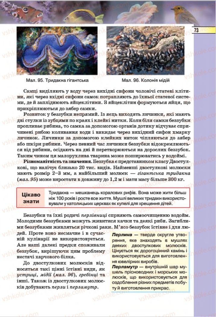 Страница 73 | Підручник Біологія 7 клас І.Ю. Костіков, С.О. Волгін, В.В. Додь 2015